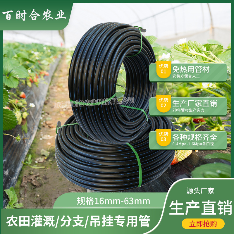 农田灌溉PE管 节水园林大棚作物黑色塑料免热熔线管盘管PE水管